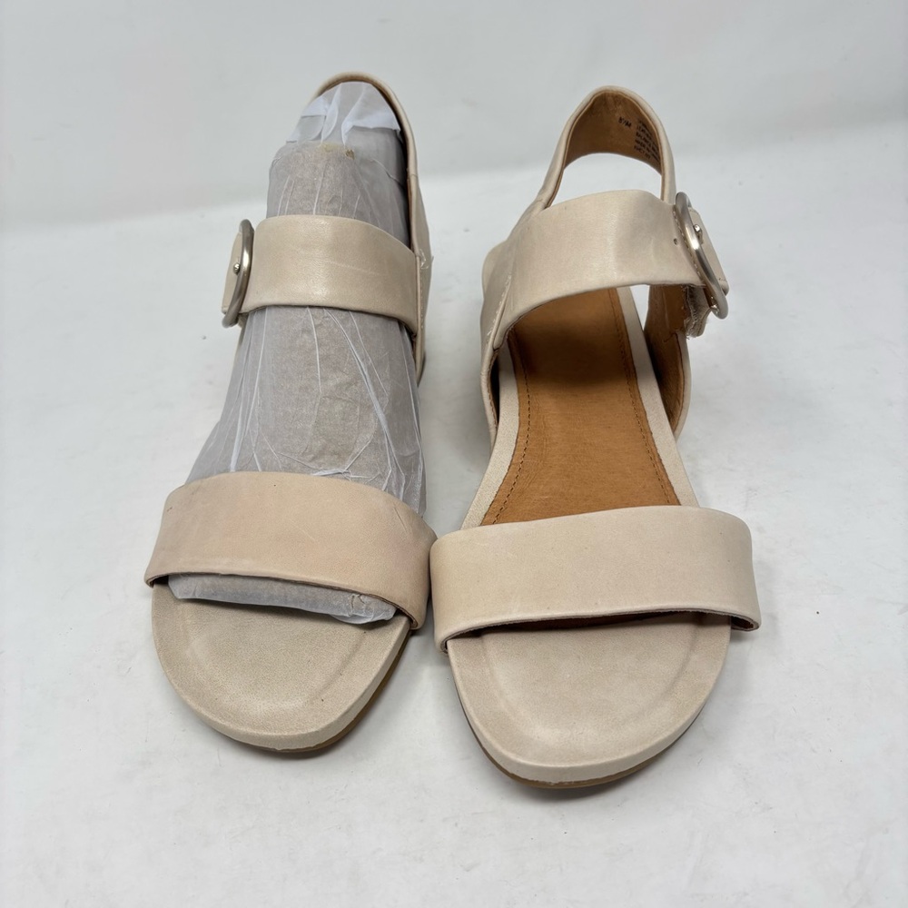 NEW Sofft Vaya Beige Cream Wedge Leather Sandals Size 8.5 - Picture 3 of 7